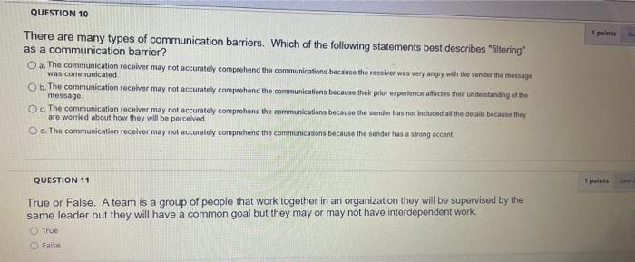 Solved There Are Many Types Of Communication Barriers. Which | Chegg.com