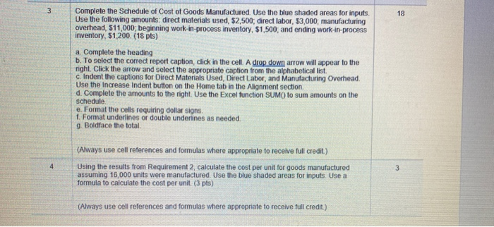 Solved 3 18 Complete the Schedule of Cost of Goods | Chegg.com