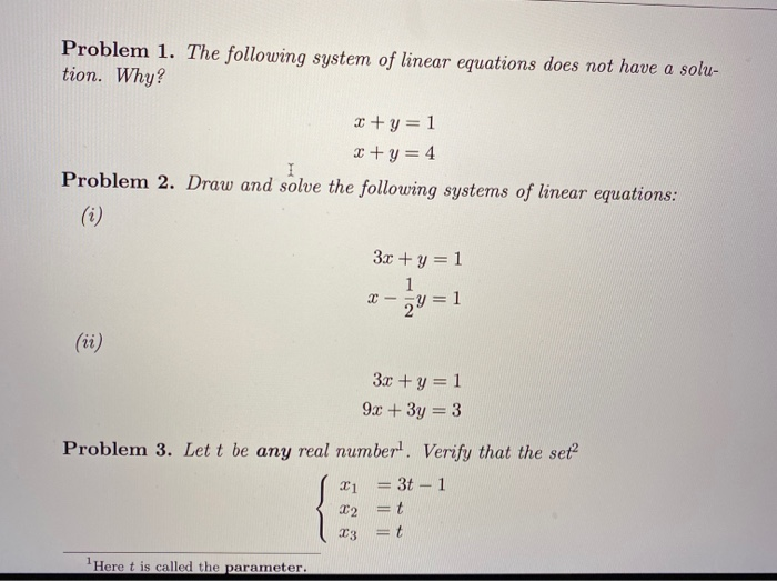Solved Problem 1. The following system of linear equations | Chegg.com