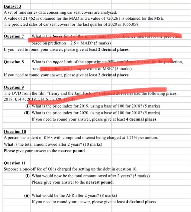 Solved Dataset 3 A set of time series data concerning car | Chegg.com