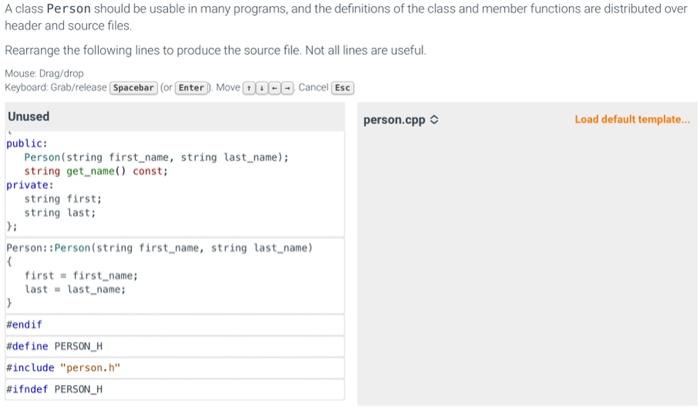 Solved A class Person should be usable in many programs, and | Chegg.com
