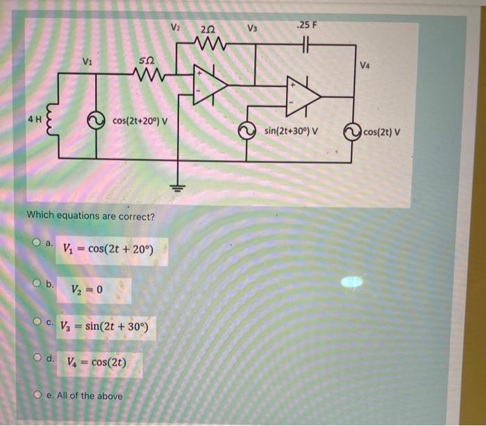 Solved V2 2 V3 25 F Vi 522 Va 4h ليبيا Cos 2t V S Chegg Com