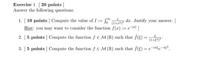 Solved Exercise 1 ( 20 points) Answer the following | Chegg.com