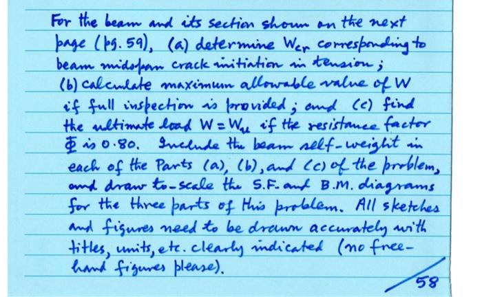 Solved For the beam and its section shown on the next page | Chegg.com