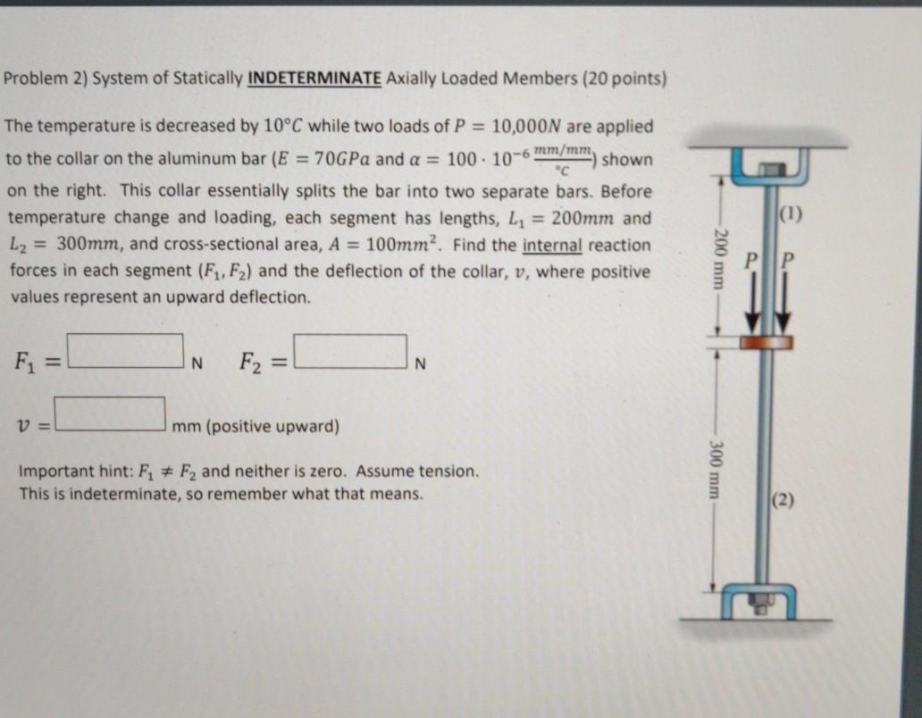 Solved Problem 2) System of Statically INDETERMINATE Axially | Chegg.com