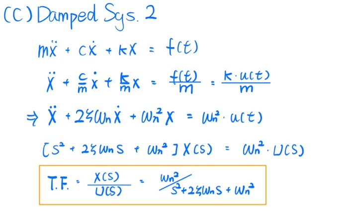 Solved 2 M C Damped Sys 2 Me Cx Kx F E N X Chegg Com