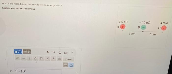 Solved What is the magnitude of the electric force on charge | Chegg.com