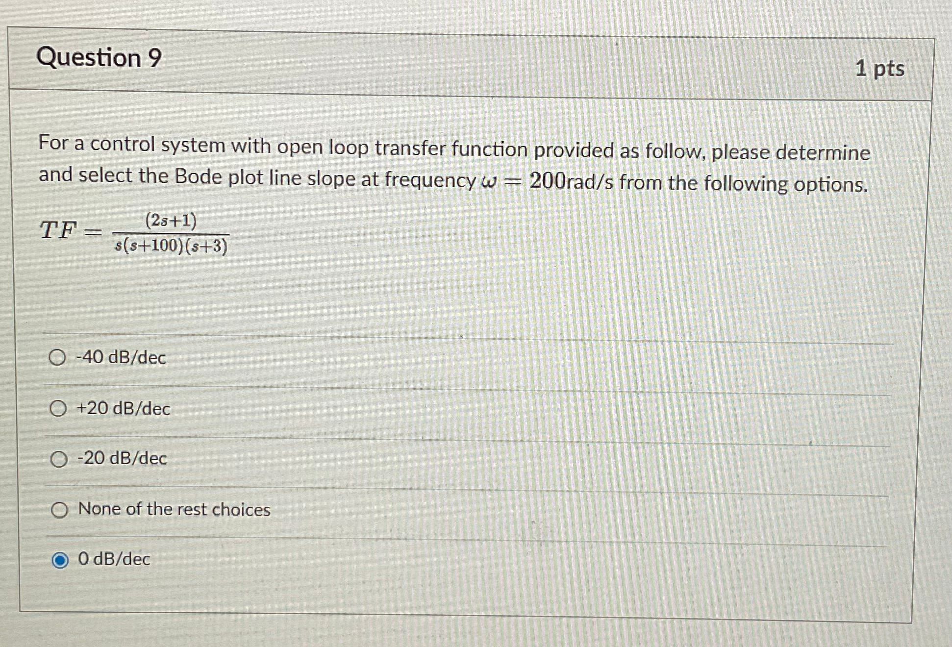 Solved Question 9For a control system with open loop | Chegg.com