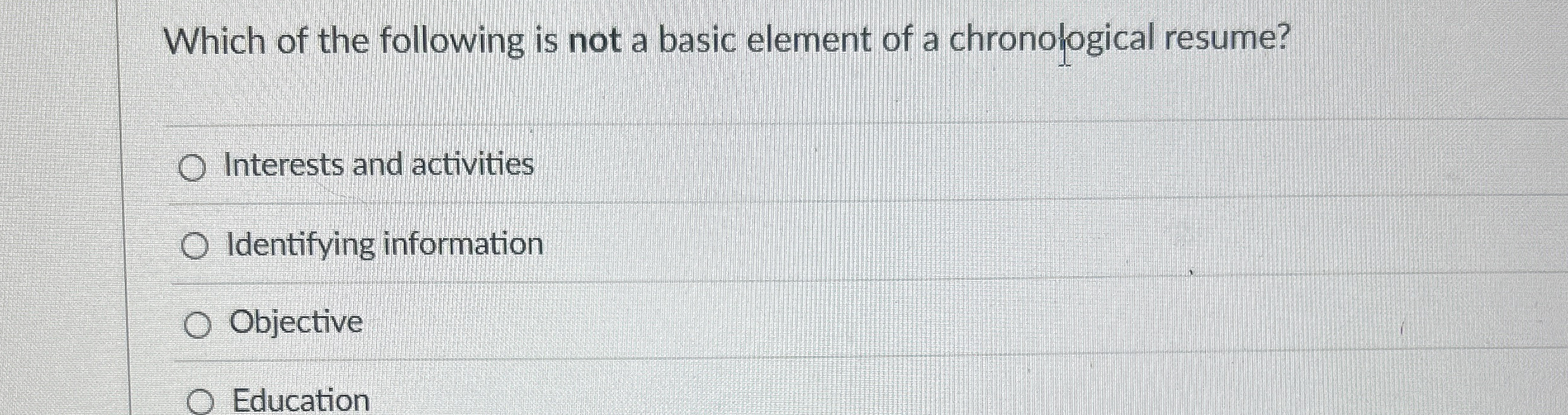 Solved Which of the following is not a basic element of a | Chegg.com