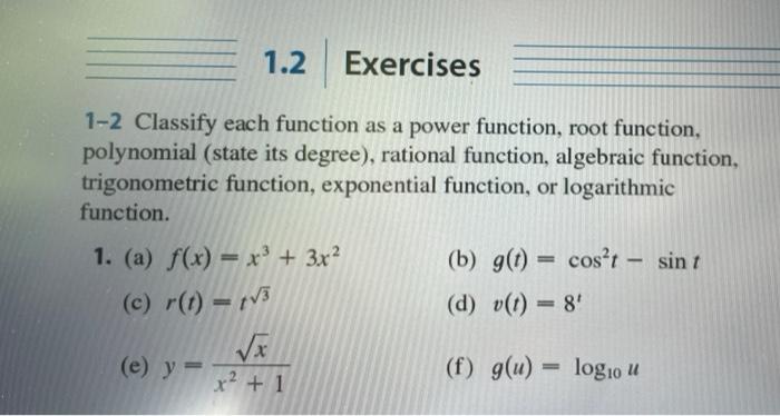 Solved 1 Classify Each Function As A Power Function Root