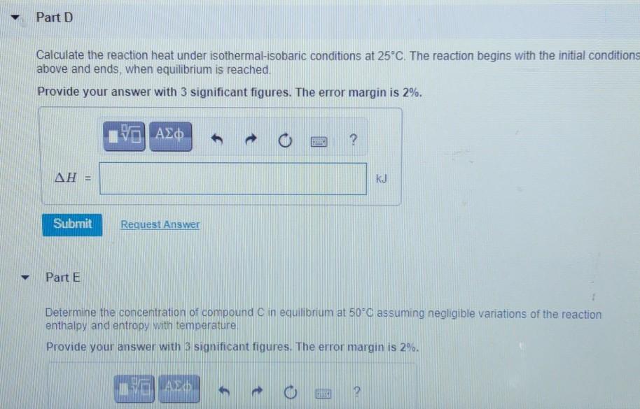 Solved Problem 1: The Reaction: A(aq) + B(aq) = C(aq) Has An | Chegg.com