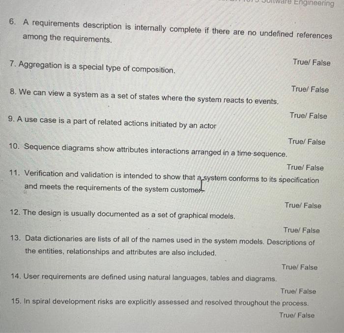 Solved SECTION B-TRUE/FALSE [Total = 15 Marks] Answer ALL | Chegg.com