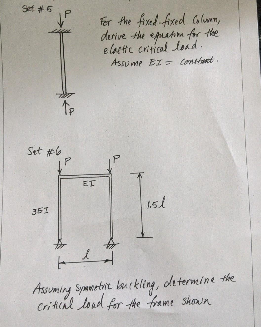 Solved Set 5 For the fixed-fixed Column, derive the equation | Chegg.com