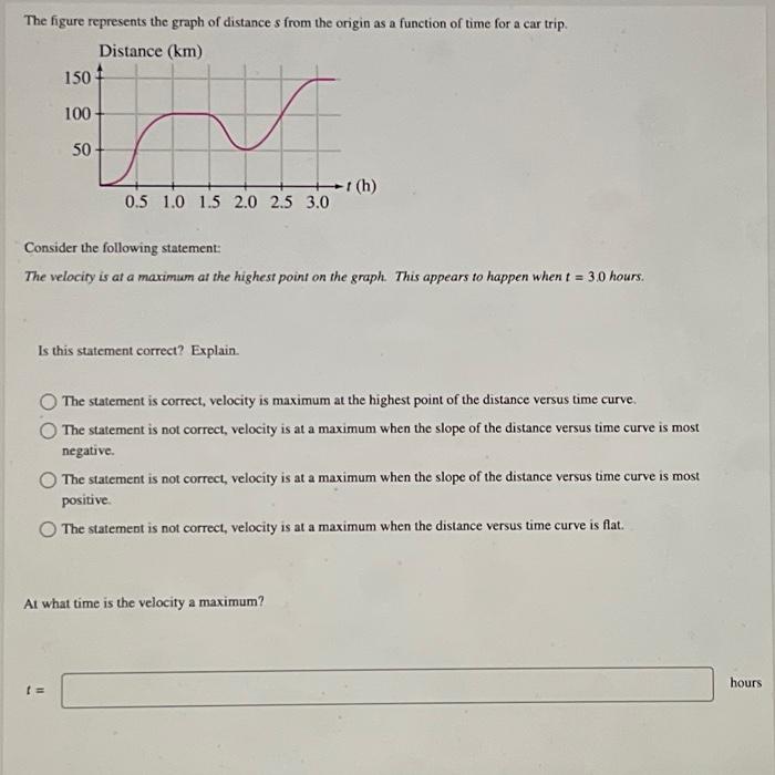 Solved The figure represents the graph of distance s from | Chegg.com