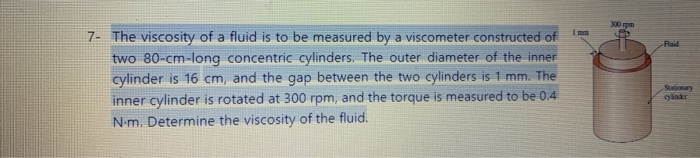 Solved 7- The Viscosity Of A Fluid Is To Be Measured By A | Chegg.com