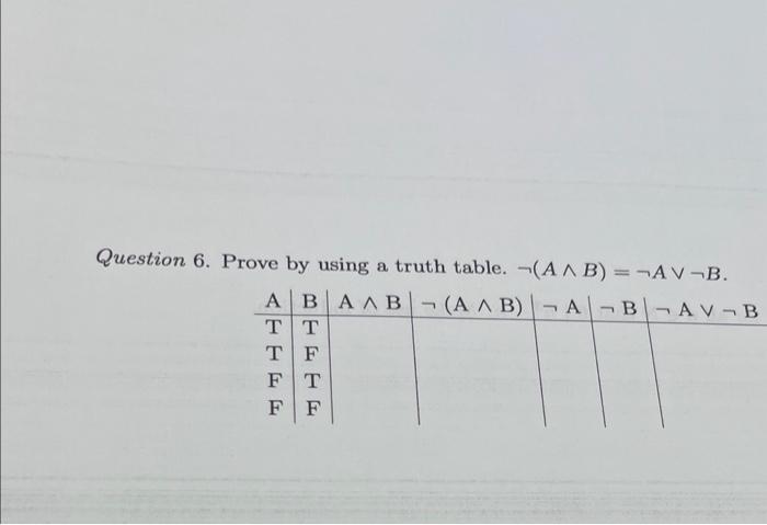 Solved Question 6. Prove by using a truth table. | Chegg.com