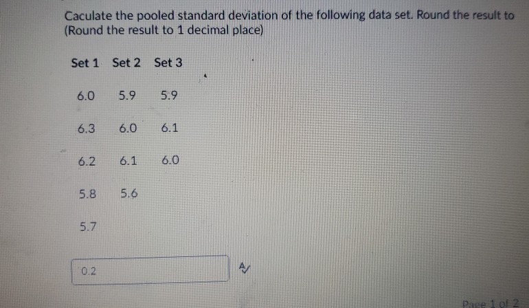 Solved Question 1 (2 points) Saved Calculate the standard | Chegg.com