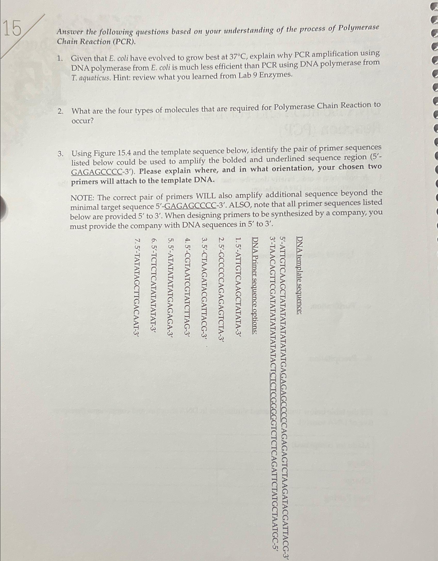 Solved 15Answer the following questions based on your | Chegg.com
