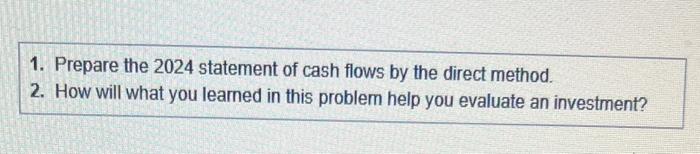 Solved The 2024 Income Statement And Comparative Balance Chegg Com   Image