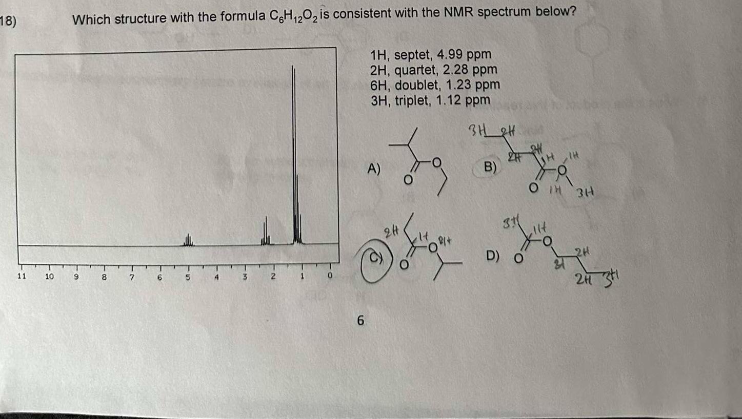 Solved Which Structure With The Formula C6H12O2 ﻿is | Chegg.com