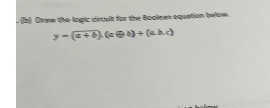 Solved (b) ﻿Draw The Logic Circuit For The Boolean Equation | Chegg.com