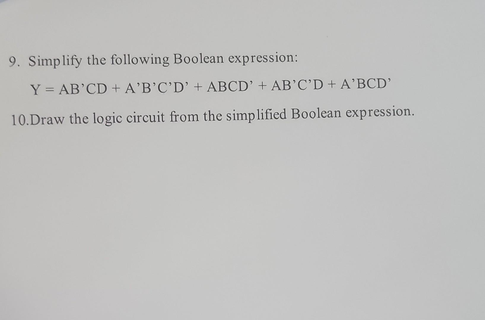 9. Simplify The Following Boolean Expression: | Chegg.com