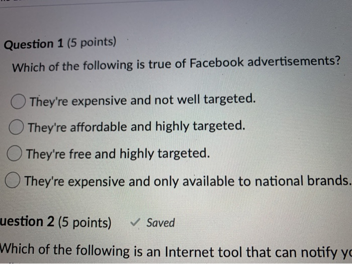 Solved Question 1 (5 points) Which of the following is true | Chegg.com