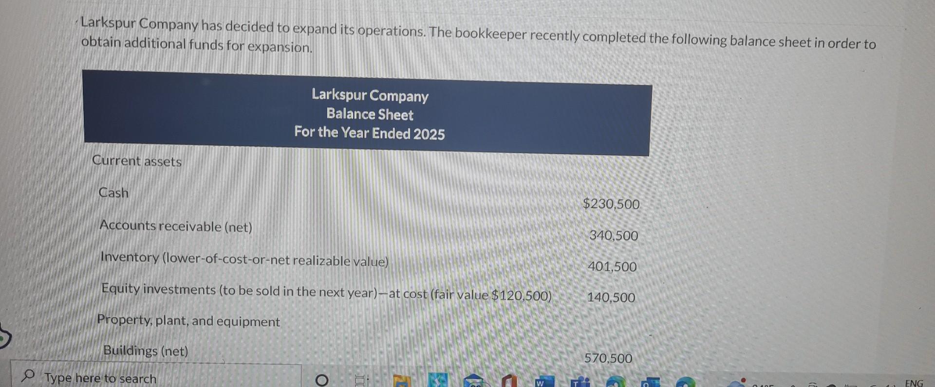 Solved Larkspur Company has decided to expand its