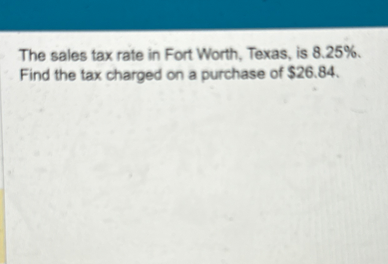 Sales Tax In Fort Worth Texas