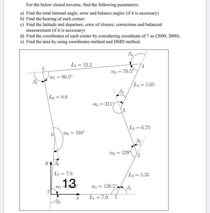 Solved For The Below Closed Traverse, Find The Following | Chegg.com