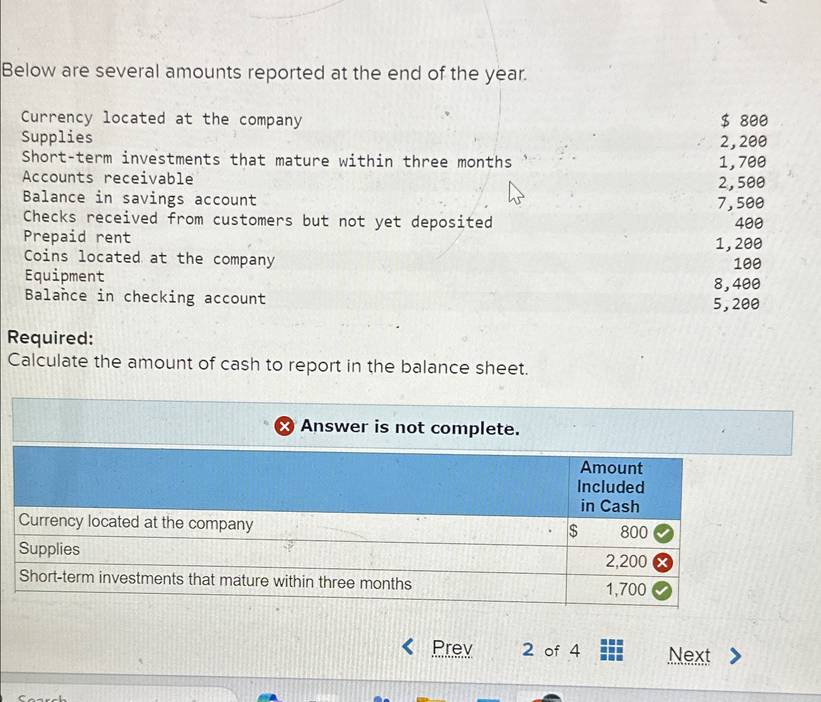 Solved Below are several amounts reported at the end of the | Chegg.com