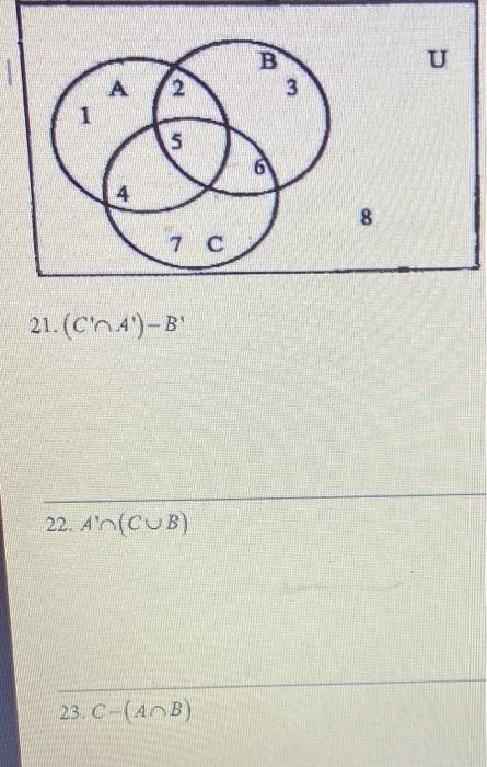 Solved U B 13 A 2 5 4 8 7 C 21. (C'H A')-B 22. An(CUB) 23. | Chegg.com