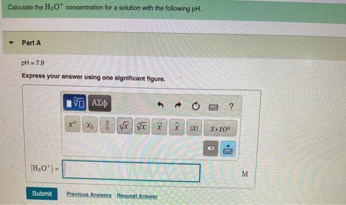 Solved Calculate The H3O+ Concentration For A Solution With | Chegg.com