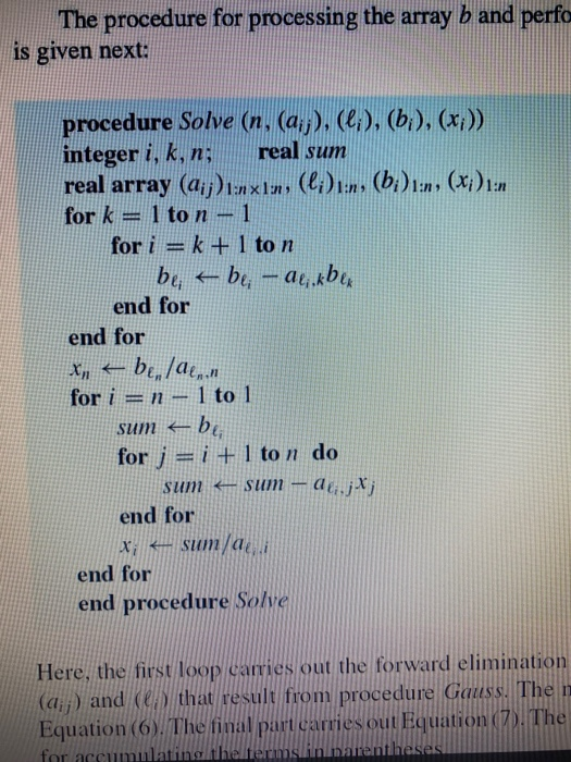 Solved The Procedure For Processing The Array B And Perfo Chegg Com