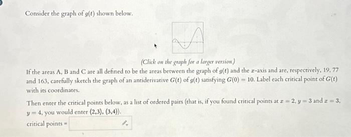 Solved Consider the graph of g(t) shown below. (Click on the | Chegg.com