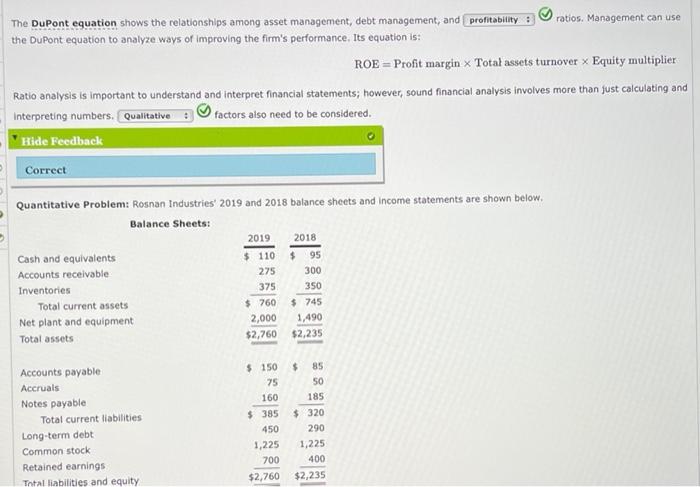 Solved The DuPont Equation Shows The Relationships Among | Chegg.com