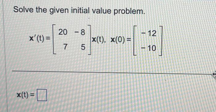 Solved Solve the given initial value problem. | Chegg.com
