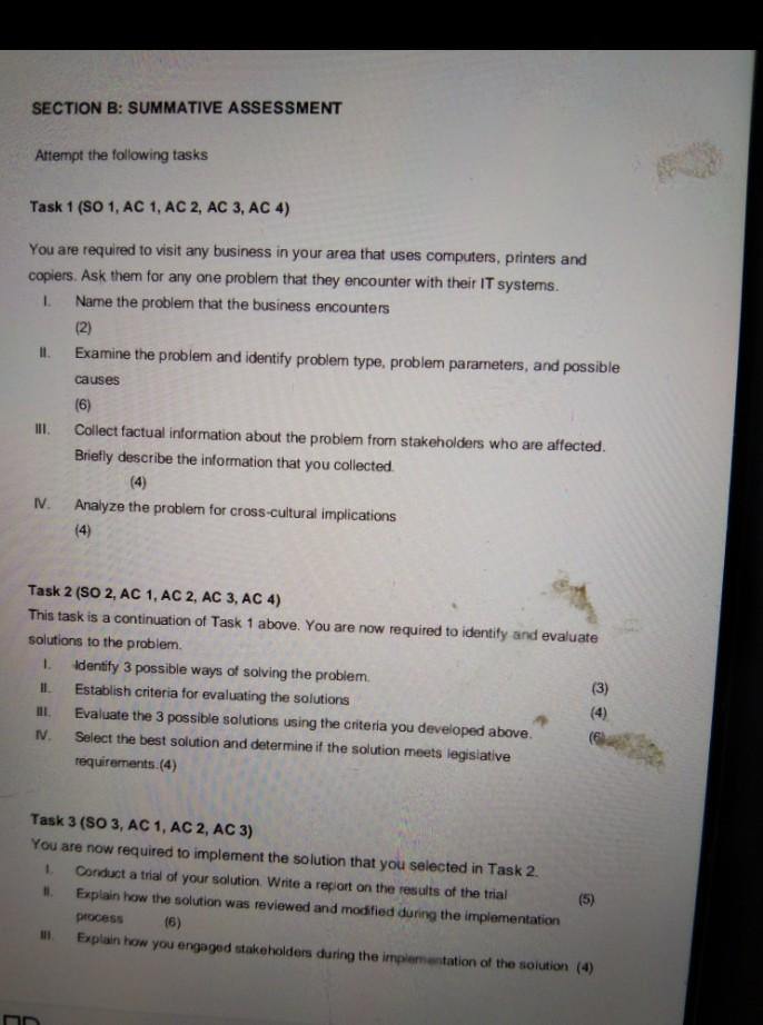 SECTION B: SUMMATIVE ASSESSMENT Attempt The Following | Chegg.com