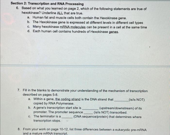 Solved Section 1 How cells make proteins 1. Based on what