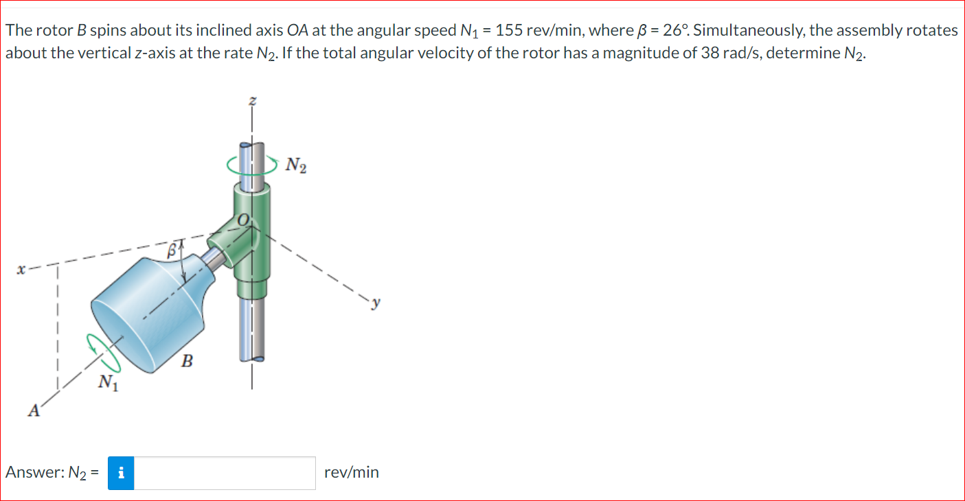 Solved The rotor B ﻿spins about its inclined axis OA ﻿at the | Chegg.com