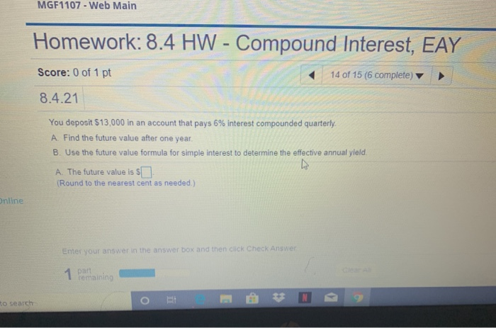 Solved MGF1107 - Web Main Homework: 8.4 HW - Compound | Chegg.com