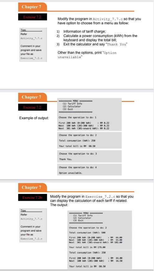 Solved Chapter 7 Exercise 7.2: Tips Refer Activity_7.7.c | Chegg.com