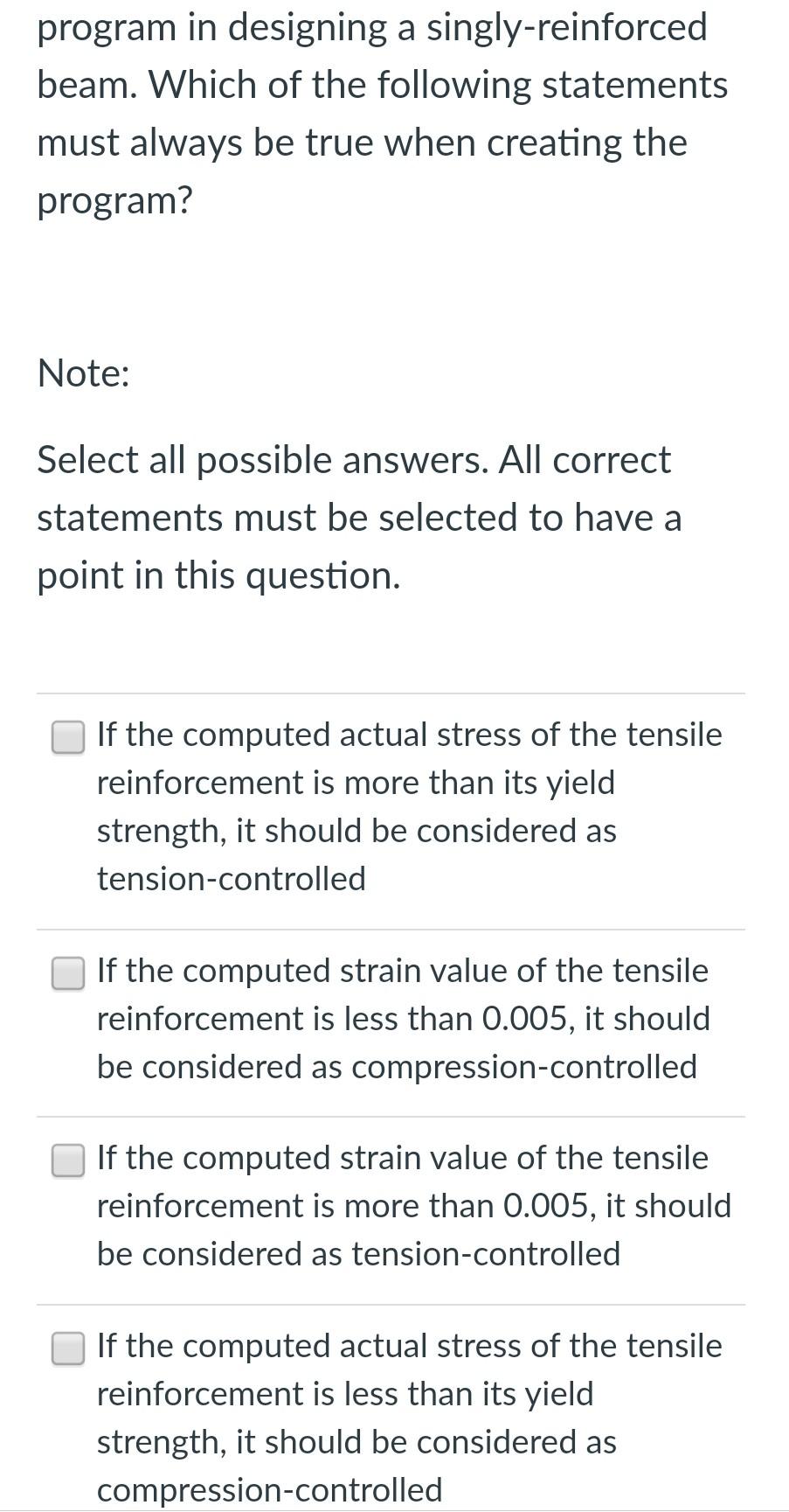 Solved Program In Designing A Singly Reinforced Beam Which Chegg Com