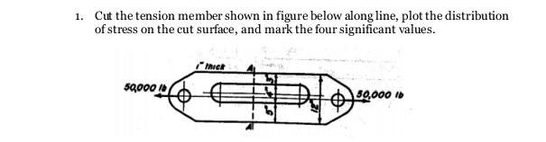 Solved 1. Cut the tension member shown in figure below along | Chegg.com