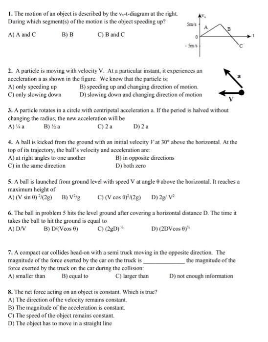 Solved 1. The motion of an object is described by the | Chegg.com