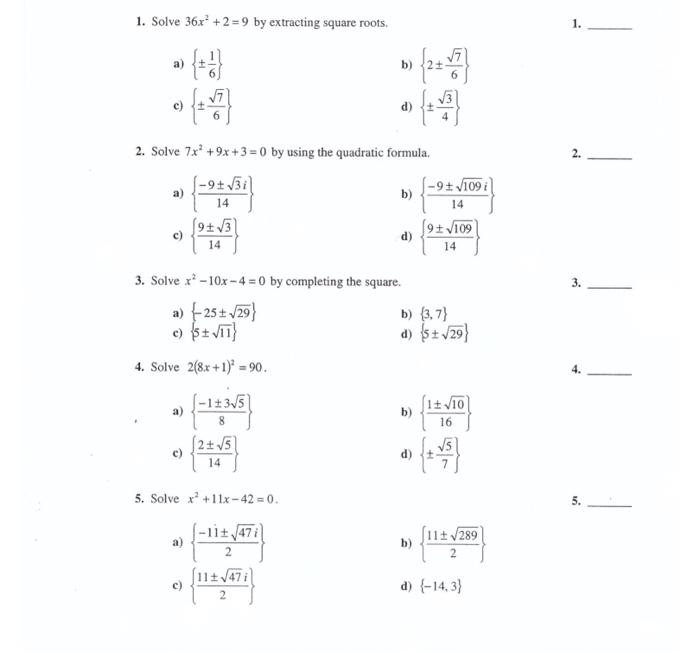 Solved 1. Solve 36x? +2 = 9 by extracting square roots, 1. | Chegg.com
