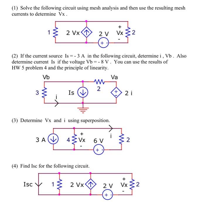 Solved (1) Solve the following circuit using mesh analysis | Chegg.com