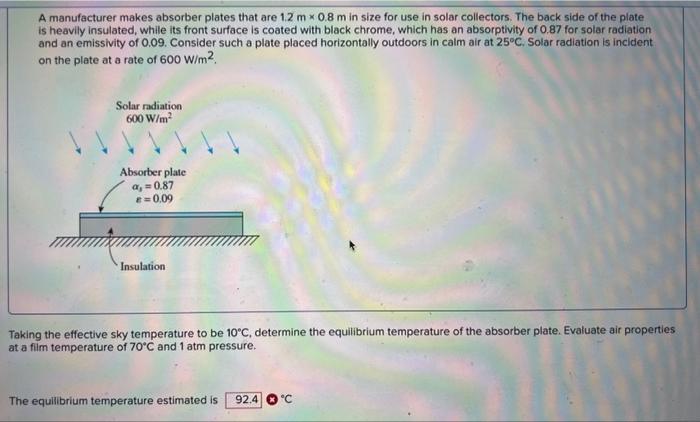Solved A manufacturer makes absorber plates that are 1.2 | Chegg.com