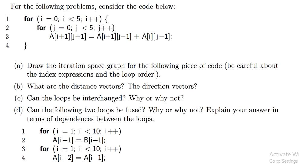 Solved For the following problems, consider the code | Chegg.com