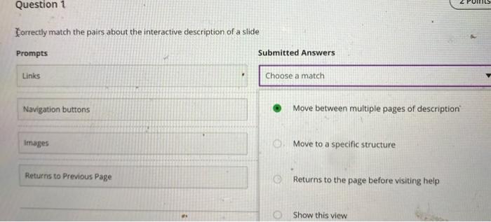 Solved 2 Points Question 3 Match the following pairs about | Chegg.com